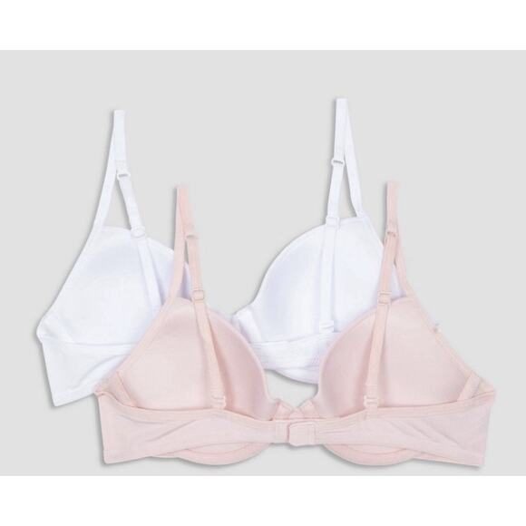 Hanes Girls 2pk Underwire Flexiwire Bra Pink/White 30A Brand New T-shirt Soft - Picture 2 of 7